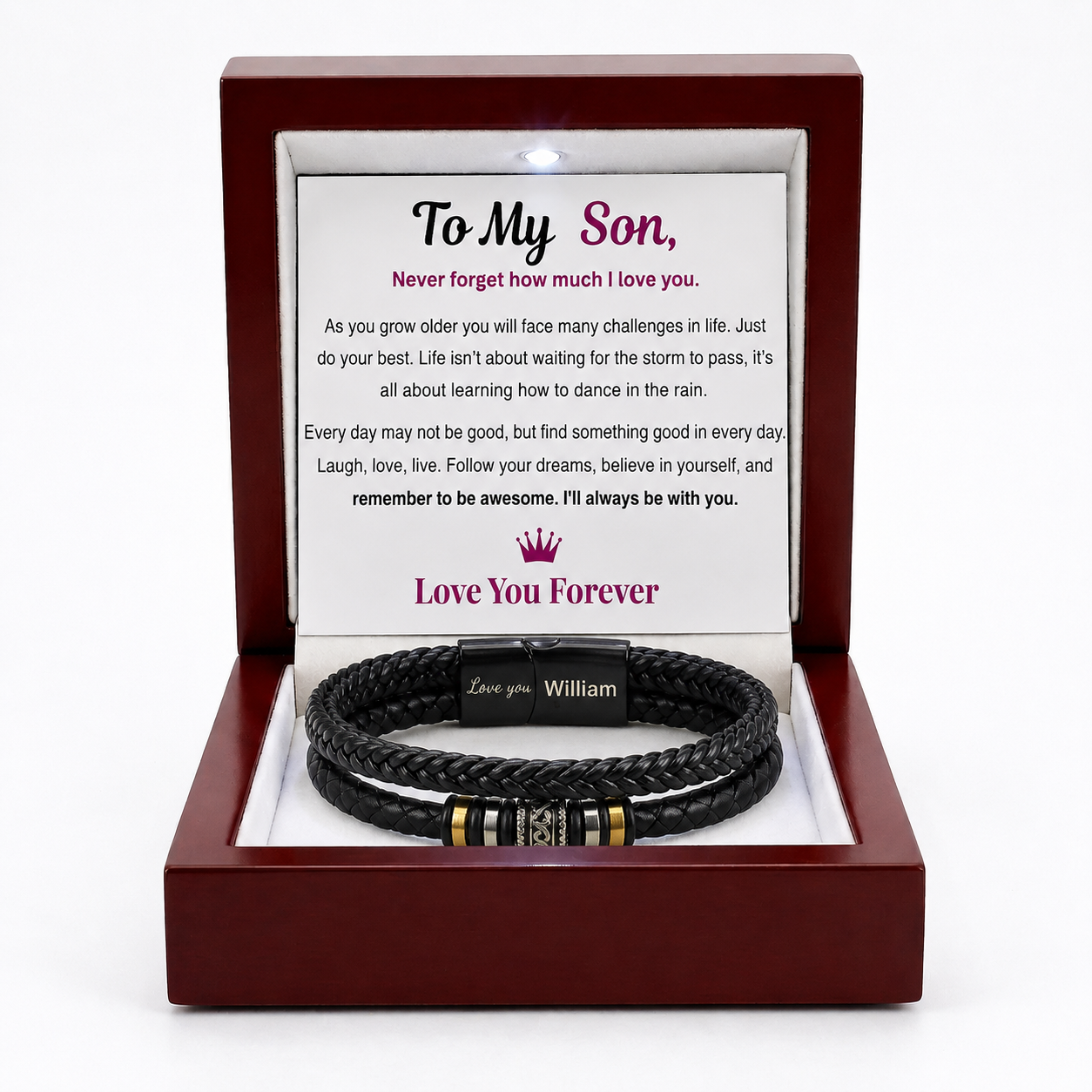 For Son - I Will Always Be With You - Personalized Double Row Bracelet