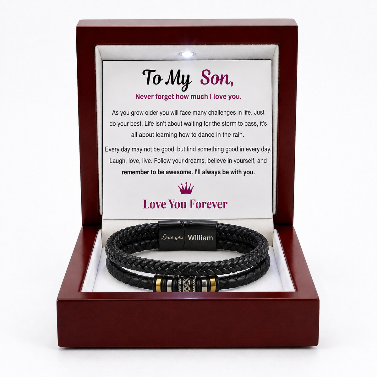 For Son - I Will Always Be With You - Personalized Double Row Bracelet