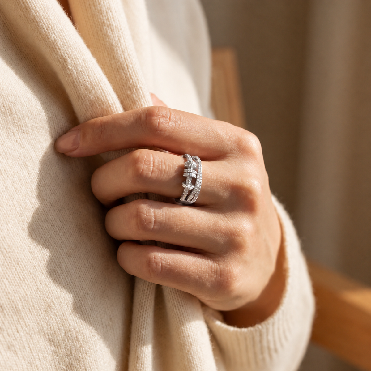 To My Daughter - Fidget Adjustable Knot Ring With Message Card