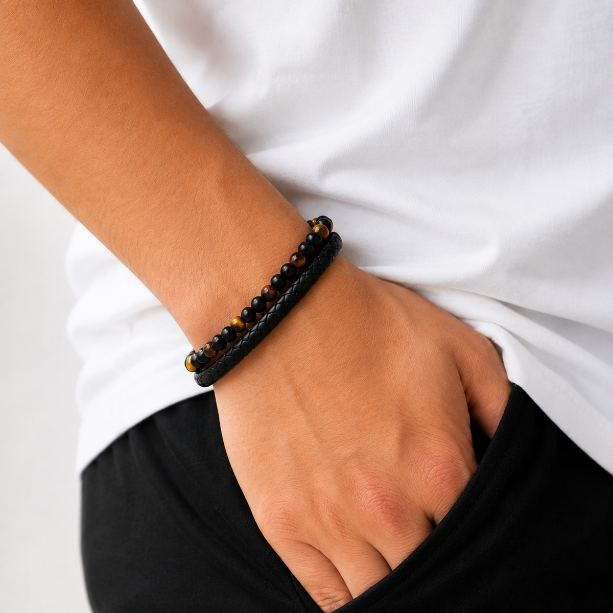 To My Grandson Engraved Tiger Eye  Bracelet