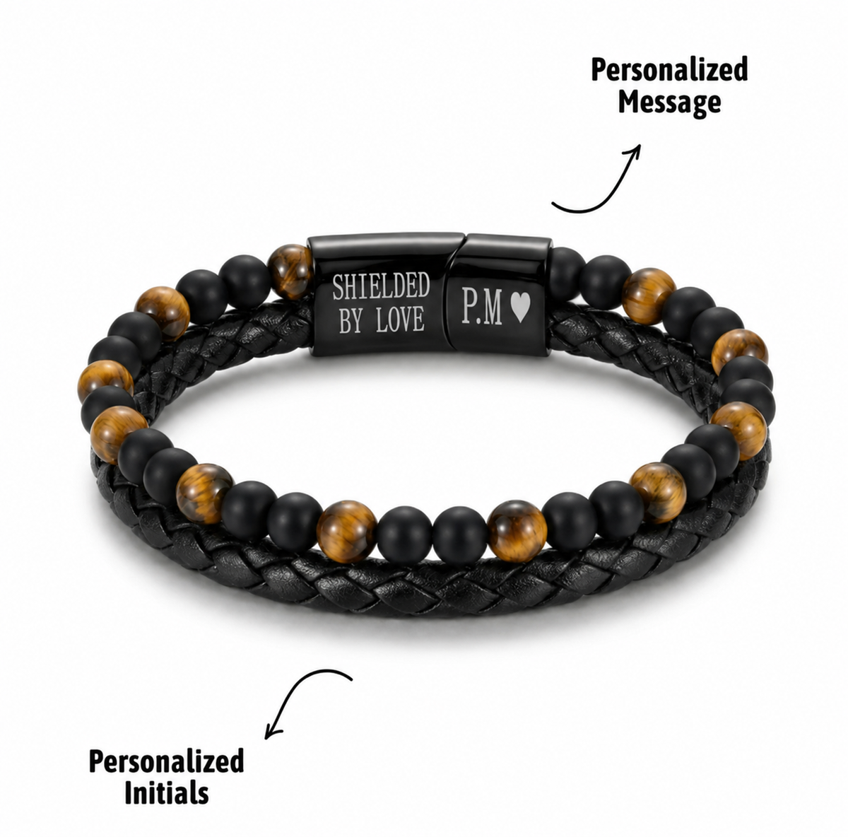 To My Grandson Engraved Tiger Eye  Bracelet