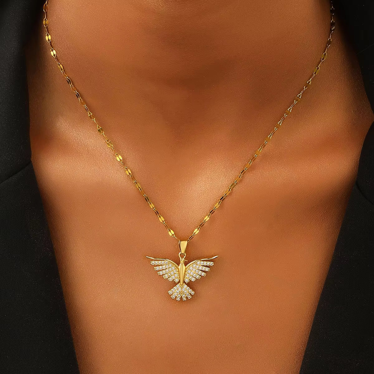 To My Granddaughter Wings of Strength Necklace - Fly Higher, Little One