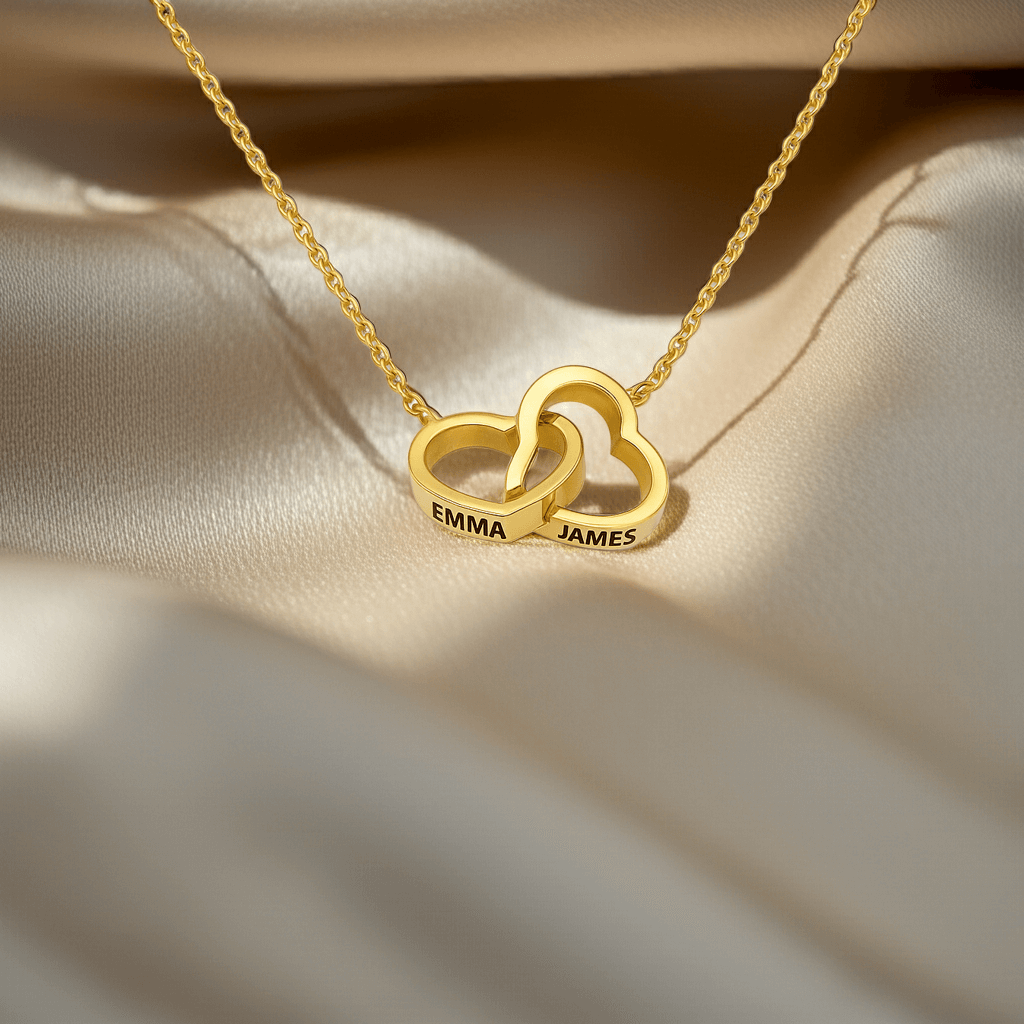 To My Wife - Interlocking Hearts Name Necklace