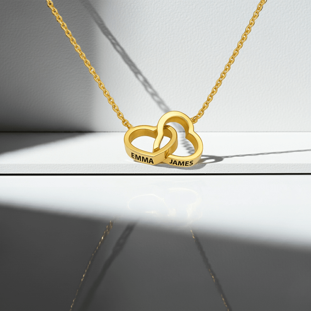 Interlocking Hearts Name Necklace - Grandmother and  Granddaughter