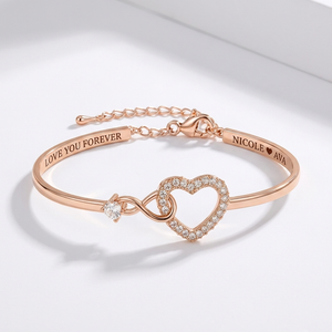 To My Daughter Infinity Heart Bracelet Linked Forever From Mom - Engraved Names