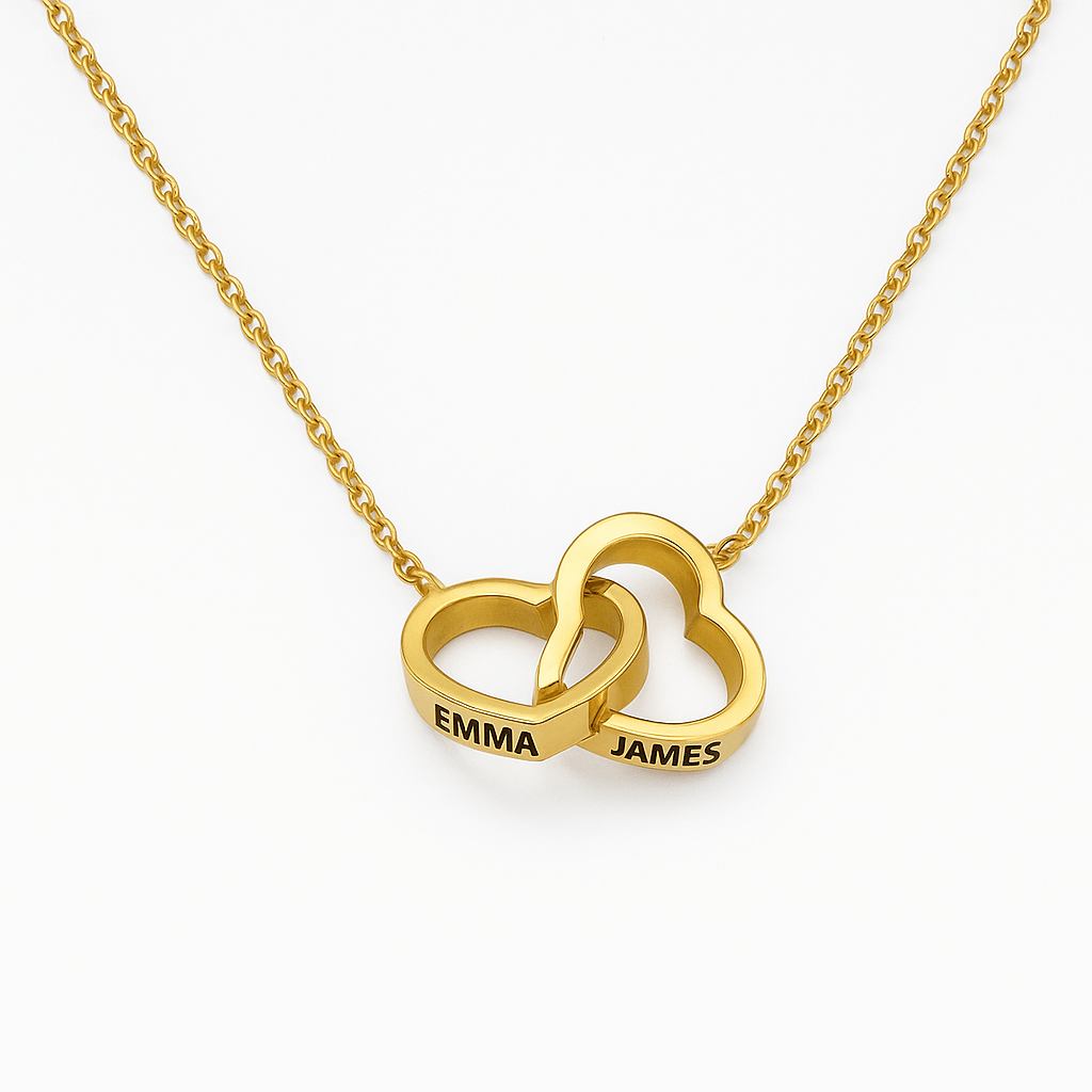 Interlocking Hearts Name Necklace - Mother and  Daughter