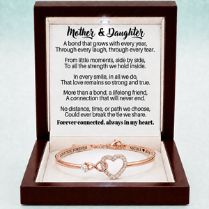 To My Daughter Infinity Heart Bracelet Linked Forever From Mom - Engraved Names